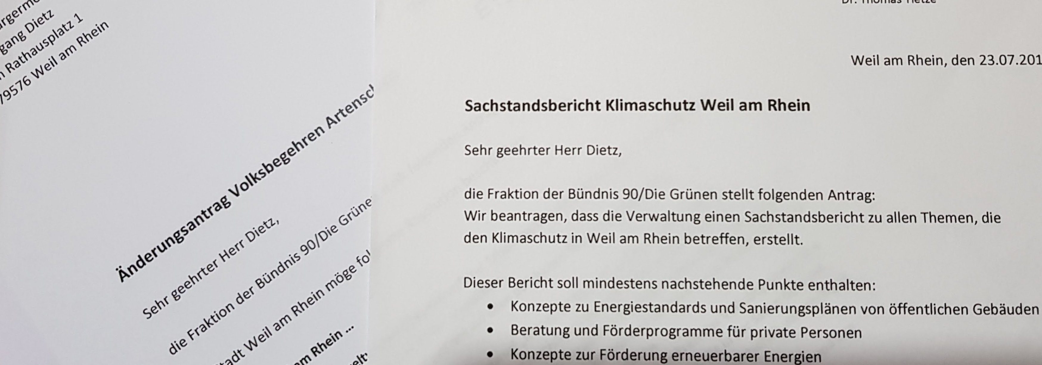 Anträge der Grünen Fraktion Weil am Rhein