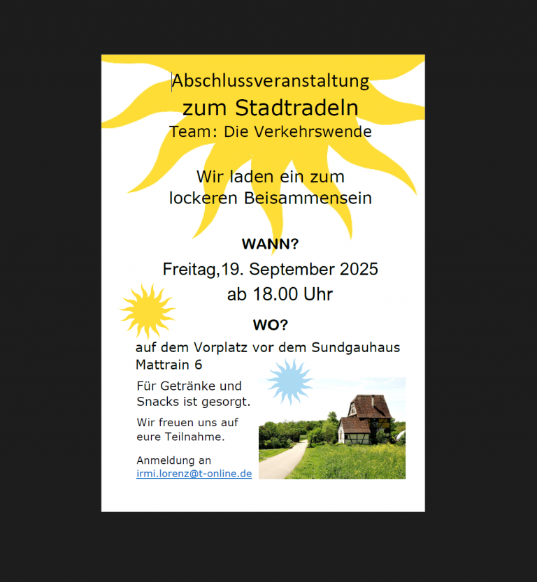 Abschlussveranstaltung Stadtradeln 2025 – Wir laden ein!